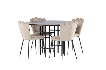 Copenhagen spisebordssæt 115 cm rundt med 4 Limhamn stole - Beige - Møbler - Borde - Spisebordssæt
