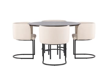 Copenhagen Spisebordssæt 115 cm rundt med 4 Simrishman stole - Beige - Møbler - Borde - Spisebordssæt
