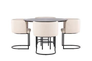 Copenhagen Spisebordssæt 115 cm rundt med 4 Simrishman stole - Beige - Møbler - Borde - Spisebordssæt