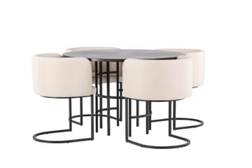 Copenhagen Spisebordssæt 115 cm rundt med 4 Simrishman stole - Beige - Møbler - Borde - Spisebordssæt