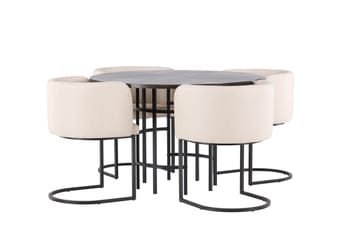 Copenhagen Spisebordssæt 115 cm rundt med 4 Simrishman stole - Beige - Møbler - Borde - Spisebordssæt