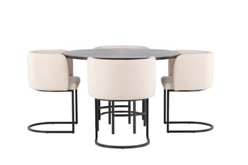Copenhagen Spisebordssæt 115 cm rundt med 4 Simrishman stole - Beige - Møbler - Borde - Spisebordssæt