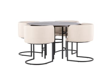 Copenhagen Spisebordssæt 115 cm rundt med 4 Simrishman stole - Beige - Møbler - Borde - Spisebordssæt