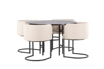 Copenhagen Spisebordssæt 115 cm rundt med 4 Simrishman stole - Beige - Møbler - Borde - Spisebordssæt