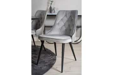 Copenhagen Spisebordssæt med 6 Valera Luksus Velourstole Sort/Grå - Furniture Fashion - Møbler - Borde - Spisebordssæt