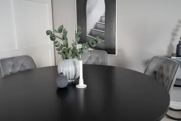 Copenhagen Spisebordssæt med 6 Valera Luksus Velourstole Sort/Grå - Furniture Fashion - Møbler - Borde - Spisebordssæt
