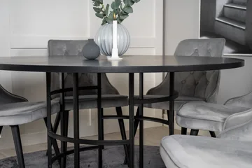 Copenhagen Spisebordssæt med 6 Valera Luksus Velourstole Sort/Grå - Furniture Fashion - Møbler - Borde - Spisebordssæt