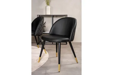 Copenhagen Spisebordssæt med 6 Valera Spisebordsstole Messing/Sort - Furniture Fashion - Møbler - Borde - Spisebordssæt