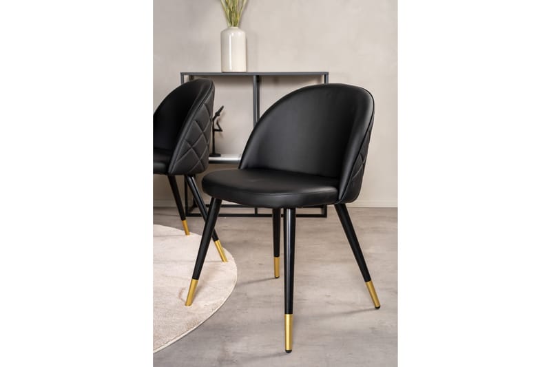 Copenhagen Spisebordssæt med 6 Valera Spisebordsstole Messing/Sort - Furniture Fashion - Møbler - Borde - Spisebordssæt