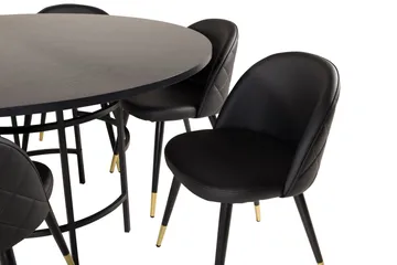 Copenhagen Spisebordssæt med 6 Valera Spisebordsstole Messing/Sort - Furniture Fashion - Møbler - Borde - Spisebordssæt