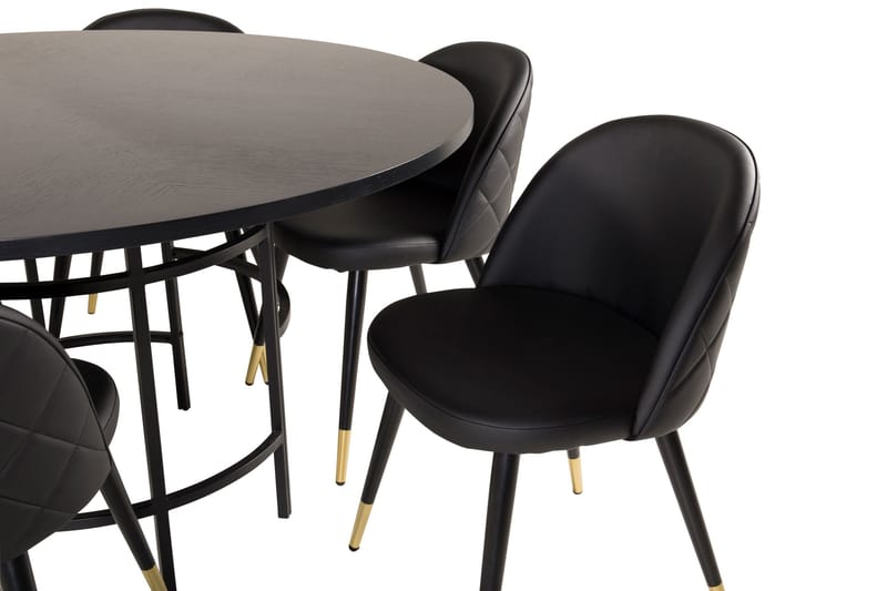 Copenhagen Spisebordssæt med 6 Valera Spisebordsstole Messing/Sort - Furniture Fashion - Møbler - Borde - Spisebordssæt