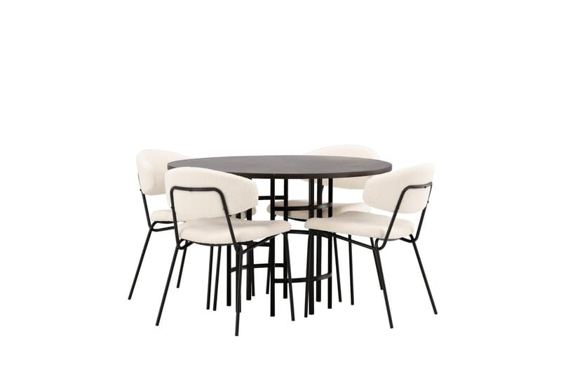 Copenhagen Spisegruppe 115 cm Rund med 4 Chico Stole - Svart - Møbler - Borde - Spisebordssæt