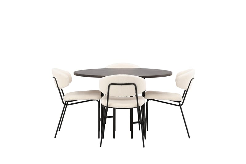 Copenhagen Spisegruppe 115 cm Rund med 4 Chico Stole - Svart - Møbler - Borde - Spisebordssæt
