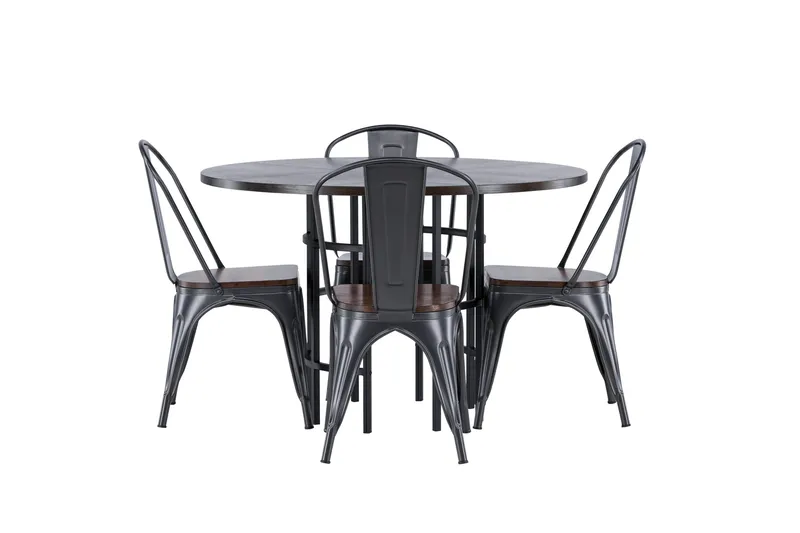 Copenhagen Spisegruppe 115 cm Rund med 4 Tempe stole, Mocca