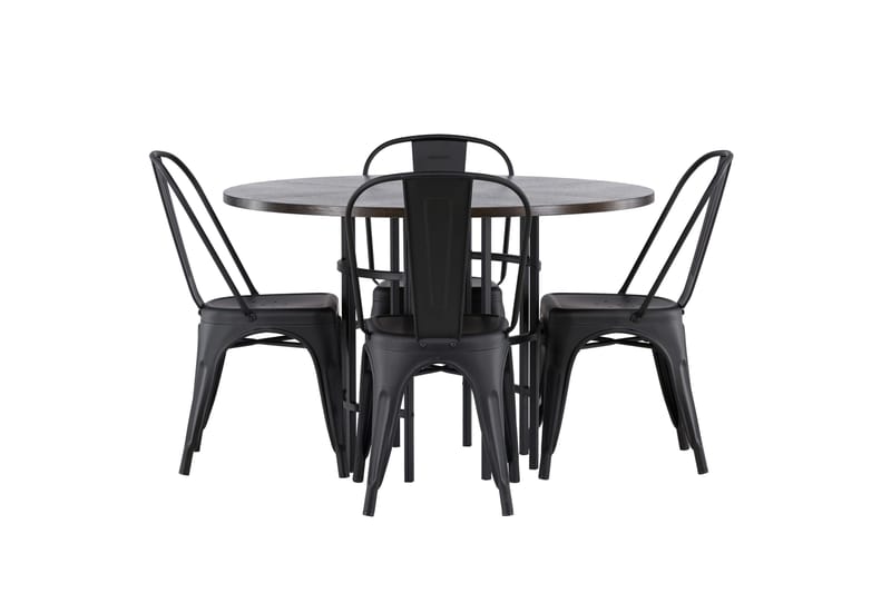 Copenhagen Spisegruppe 115 cm Rund med 4 Tempe Stole, Sort