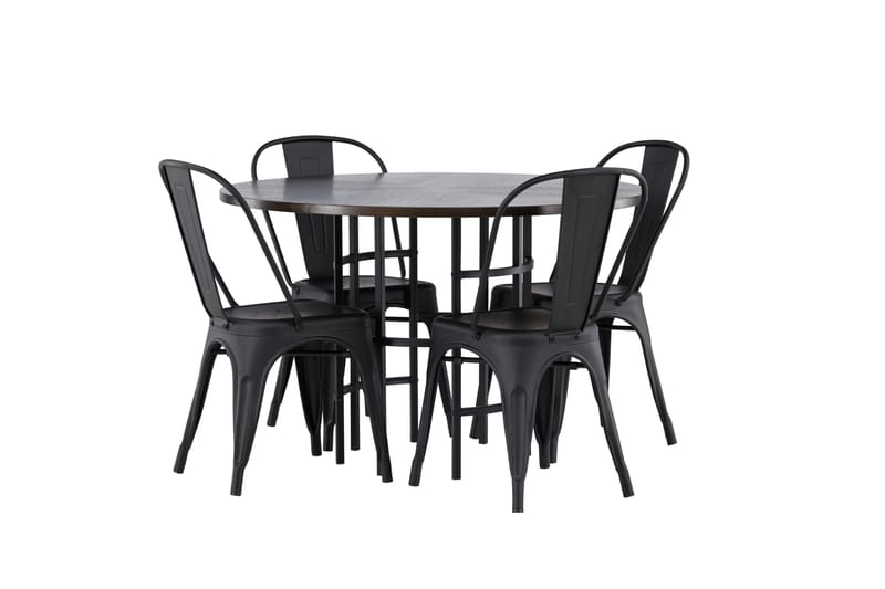 Copenhagen Spisegruppe 115 cm Rund med 4 Tempe Stole - Sort - Møbler - Borde - Spisebordssæt