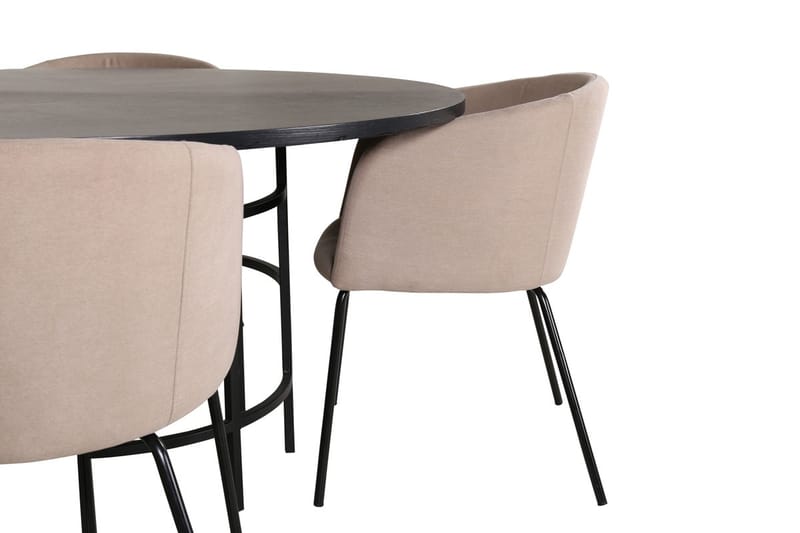 Copenhagen Spisegruppe 140 cm Rund med 4 Berit stole - Beige/Sort - Møbler - Borde - Spisebordssæt