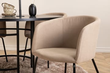 Copenhagen Spisegruppe 140 cm Rund med 4 Berit stole - Beige/Sort - Møbler - Borde - Spisebordssæt