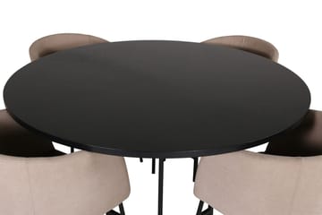 Copenhagen Spisegruppe 140 cm Rund med 4 Berit stole - Beige/Sort - Møbler - Borde - Spisebordssæt