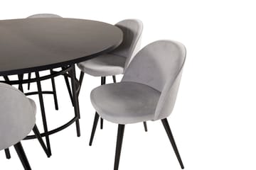 Copenhagen spisesæt 140 cm, rundt, med 6 Velvet-stole - Møbler - Borde - Spisebordssæt