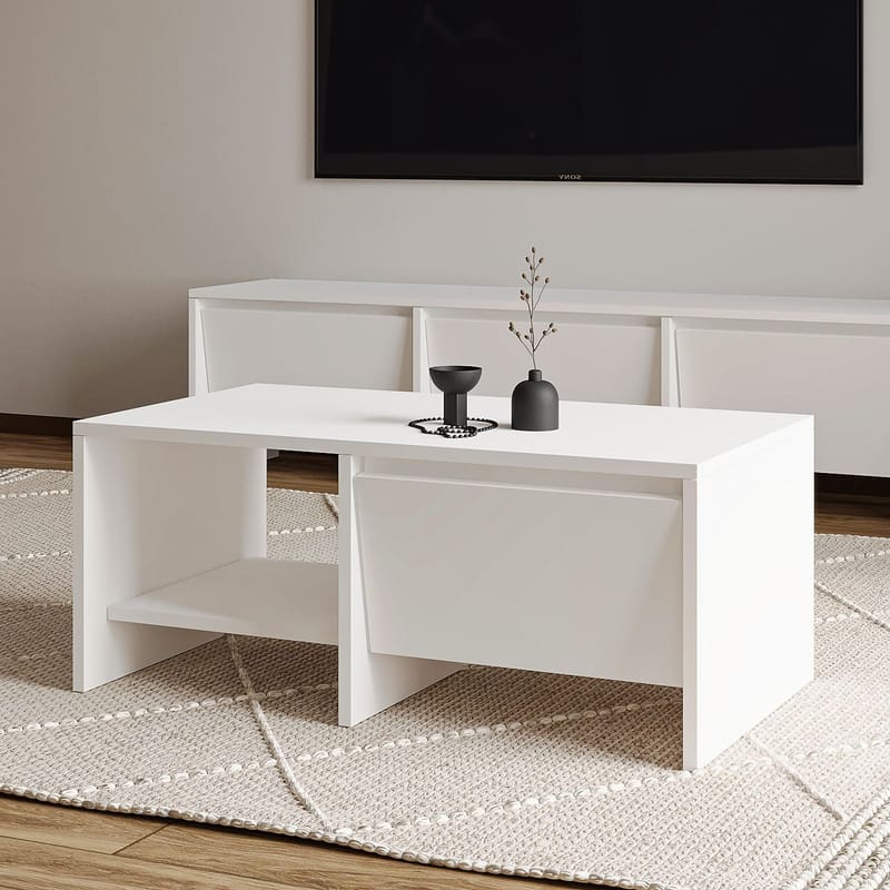 Crala Sofabord 90x35x45 cm - Hvid - Møbler - Borde - Sofabord