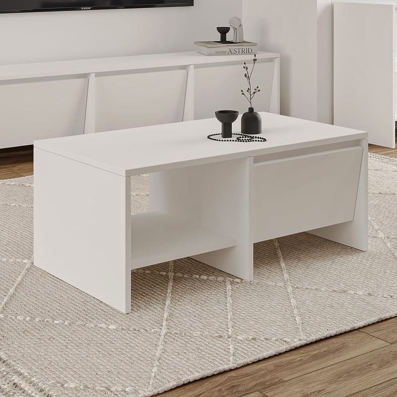 Crala Sofabord 90x35x45 cm - Hvid - Møbler - Borde - Sofabord