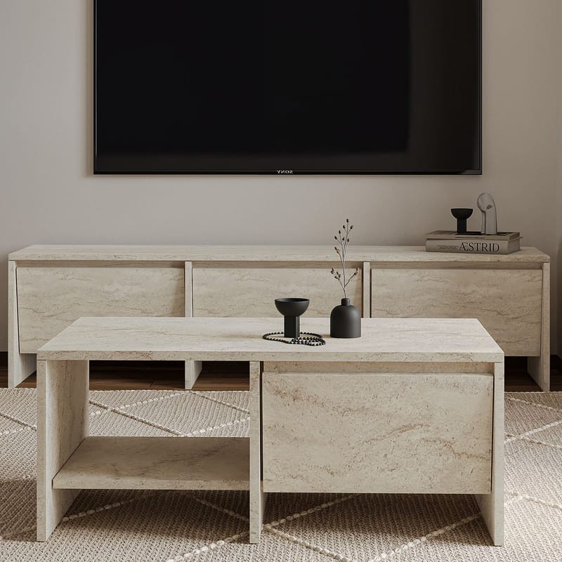 Crala Sofabord 90x35x45 cm - Travertin - Møbler - Borde - Sofabord