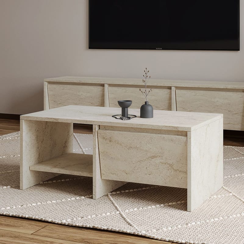 Crala Sofabord 90x35x45 cm - Travertin - Møbler - Borde - Sofabord