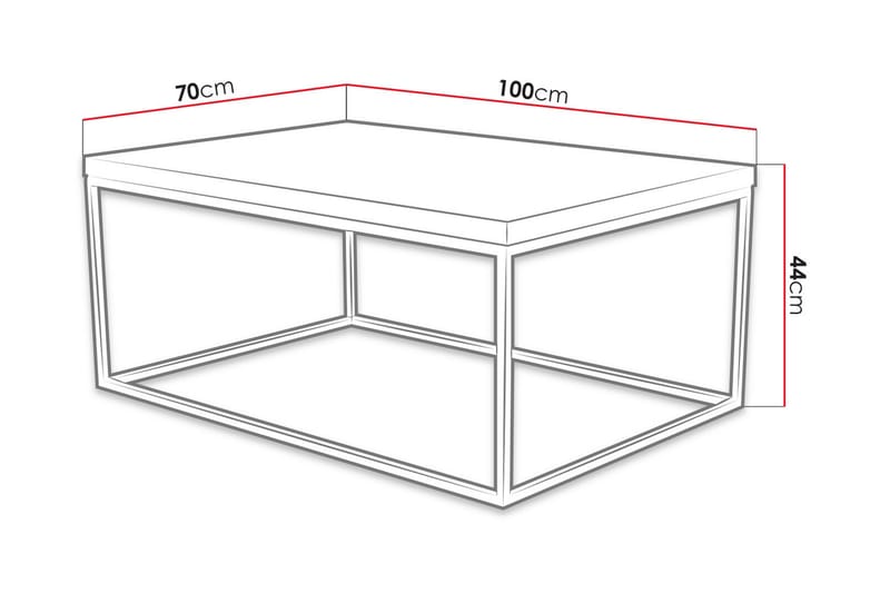 Cubica Sofabord 100 cm - Egefarvet/Sort - Sofabord