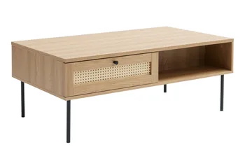 Cyndy 110 cm Rektangulært Sofabord med Skuffer i Lyst Træ - Beige - Møbler - Borde - Sofabord