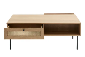 Cyndy 110 cm Rektangulært Sofabord med Skuffer i Lyst Træ - Beige - Møbler - Borde - Sofabord