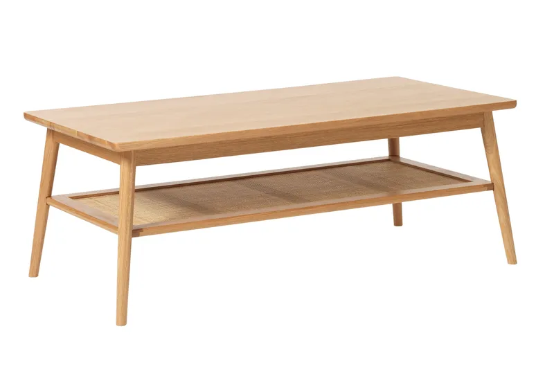 Cytheria Rektangulært Sofabord 60 cm med Rattanhylde i Træ - Beige - Møbler - Borde - Sofabord