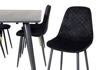 Daicy Spisebordssæt 180 cm inkl 6 Ypas Stole - Sort/Messing - Møbler - Borde - Spisebordssæt