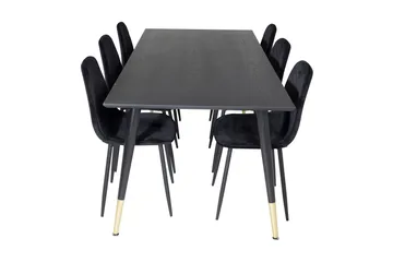 Daicy Spisebordssæt 180 cm inkl 6 Ypas Stole - Sort/Messing - Møbler - Borde - Spisebordssæt
