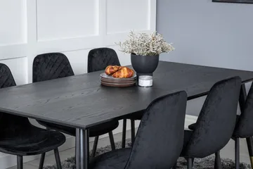 Daicy Spisebordssæt 180 cm inkl 6 Ypas Stole - Sort/Messing - Møbler - Borde - Spisebordssæt