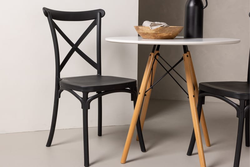 Danburi Spisebordssæt 60 cm Rund med 2 Crosett Stole - Svart - Møbler - Borde - Spisebordssæt