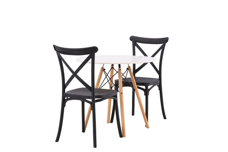 Danburi Spisebordssæt 60 cm Rund med 2 Crosett Stole - Svart - Møbler - Borde - Spisebordssæt