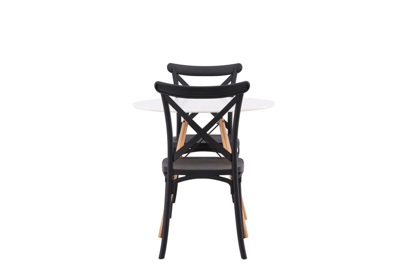 Danburi Spisebordssæt 60 cm Rund med 2 Crosett Stole - Svart - Møbler - Borde - Spisebordssæt