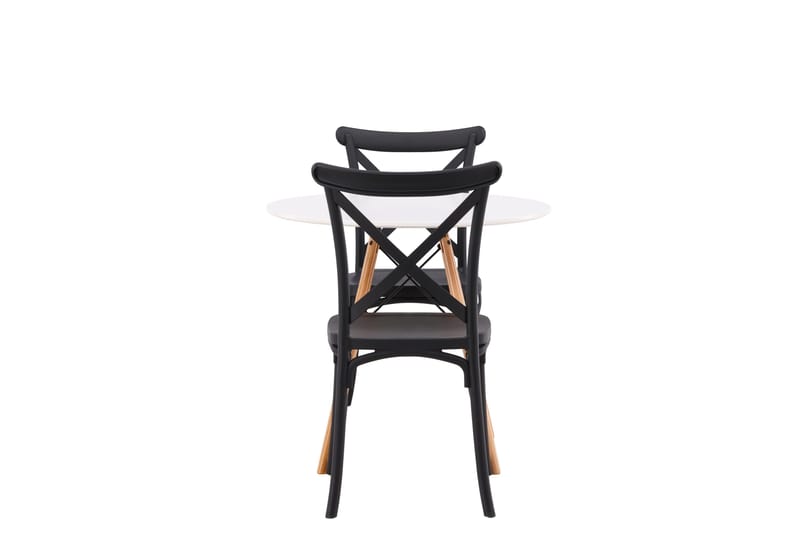 Danburi Spisebordssæt 60 cm Rund med 2 Crosett Stole - Svart - Møbler - Borde - Spisebordssæt