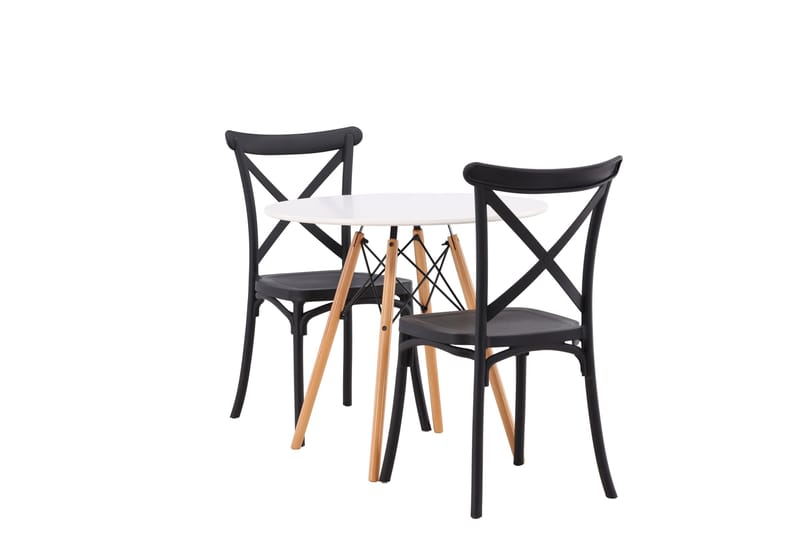 Danburi Spisebordssæt 60 cm Rund med 2 Crosett Stole - Svart - Møbler - Borde - Spisebordssæt