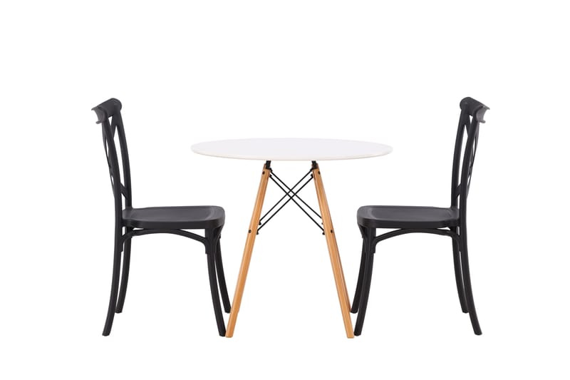 Danburi Spisebordssæt 60 cm Rund med 2 Crosett Stole - Svart - Møbler - Borde - Spisebordssæt