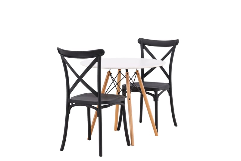 Danburi Spisebordssæt 60 cm Rund med 2 Crosett Stole - Svart - Møbler - Borde - Spisebordssæt