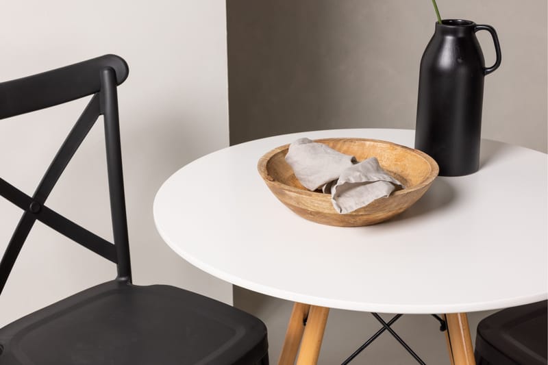 Danburi Spisebordssæt 60 cm Rund med 2 Crosett Stole - Svart - Møbler - Borde - Spisebordssæt