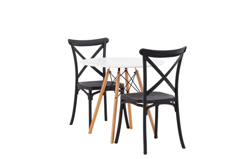 Danburi Spisebordssæt 60 cm Rund med 2 Crosett Stole - Svart - Møbler - Borde - Spisebordssæt
