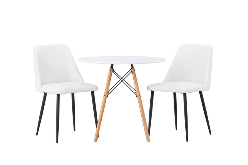 Danburi Spisebordssæt 60 cm Rund med 2 Night Stole, Hvit