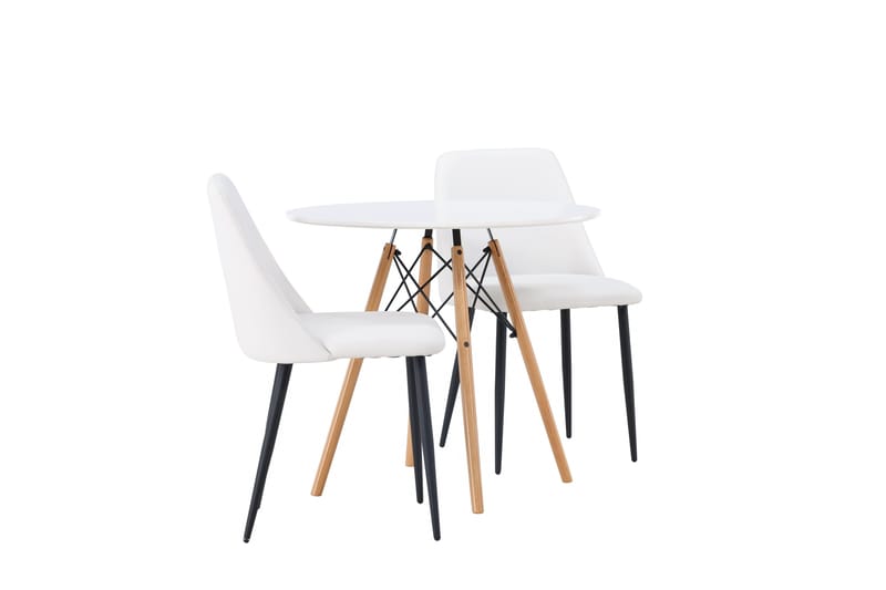 Danburi Spisebordssæt 60 cm Rund med 2 Night Stole - Hvit - Møbler - Borde - Spisebordssæt