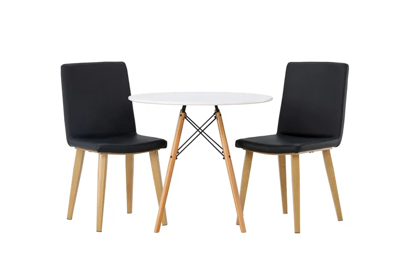 Danburi Spisebordssæt 60 cm Rund med 2 Today Stole, Svart