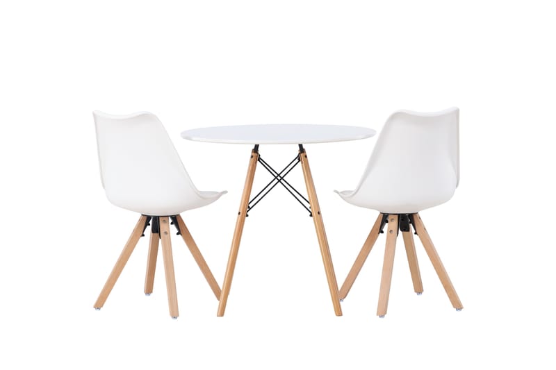 Danburi Spisebordssæt 60 cm Rund med 2 Zeno Stole - Hvid - Møbler - Borde - Spisebordssæt