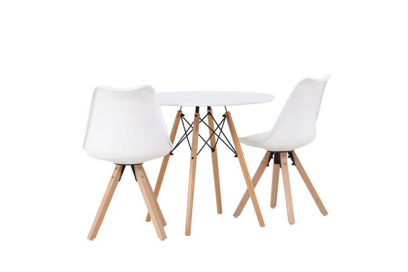 Danburi Spisebordssæt 60 cm Rund med 2 Zeno Stole - Hvid - Møbler - Borde - Spisebordssæt
