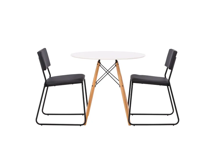 Danburi Spisegruppe 60 cm Rund med 2 Kenth Stole, Svart